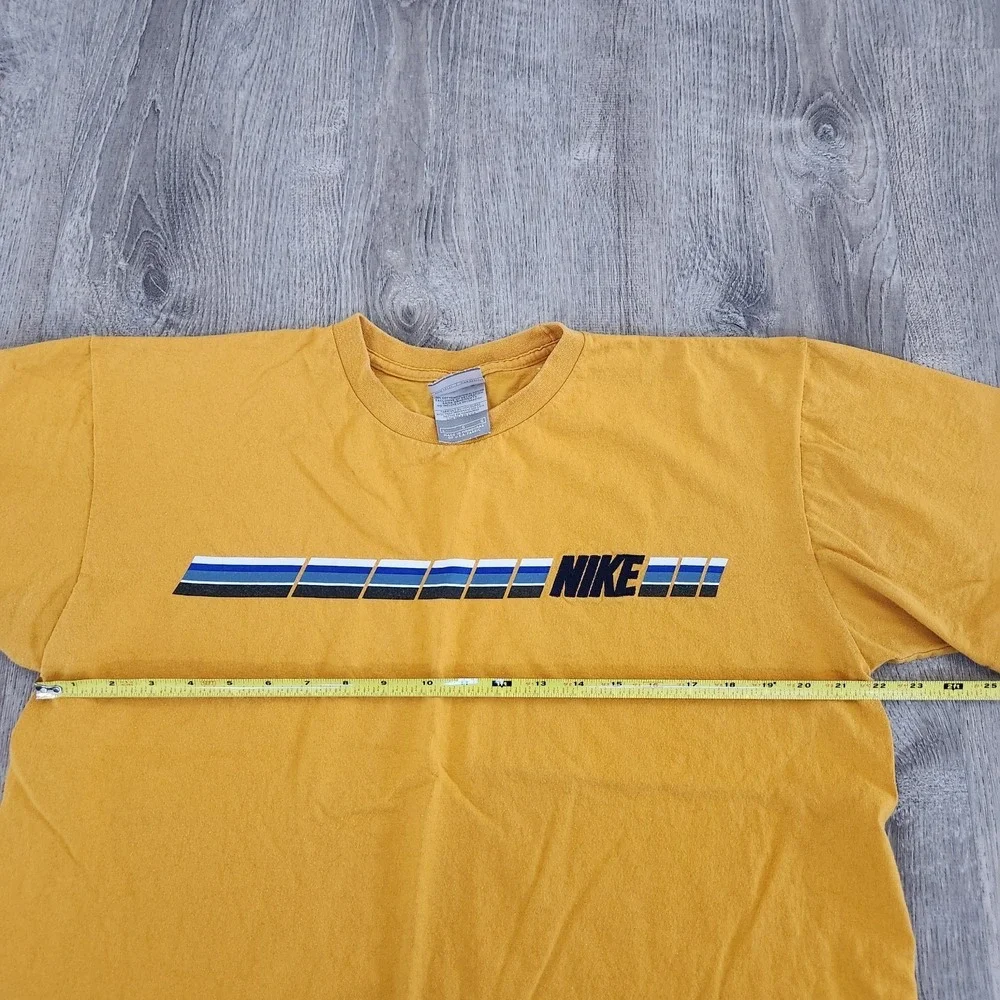 Vintage 90s Nike Center Swoosh T Shirt Yellow Size XL Grey Tag USA Fabric